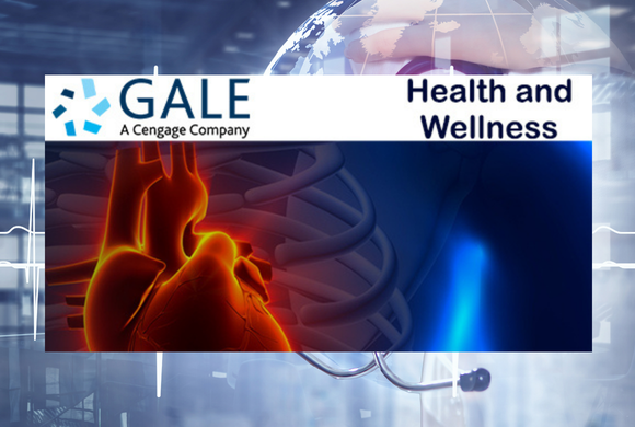 Digital image featuring the GALE logo with 'Health and Wellness' text. A glowing illustration of a heart and DNA strand in the background.